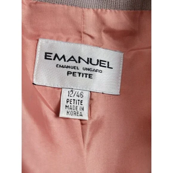 Vintage Emanuel Ungaro Womens Size 12/46 Petite Beige Three-Button Blazer Jacket